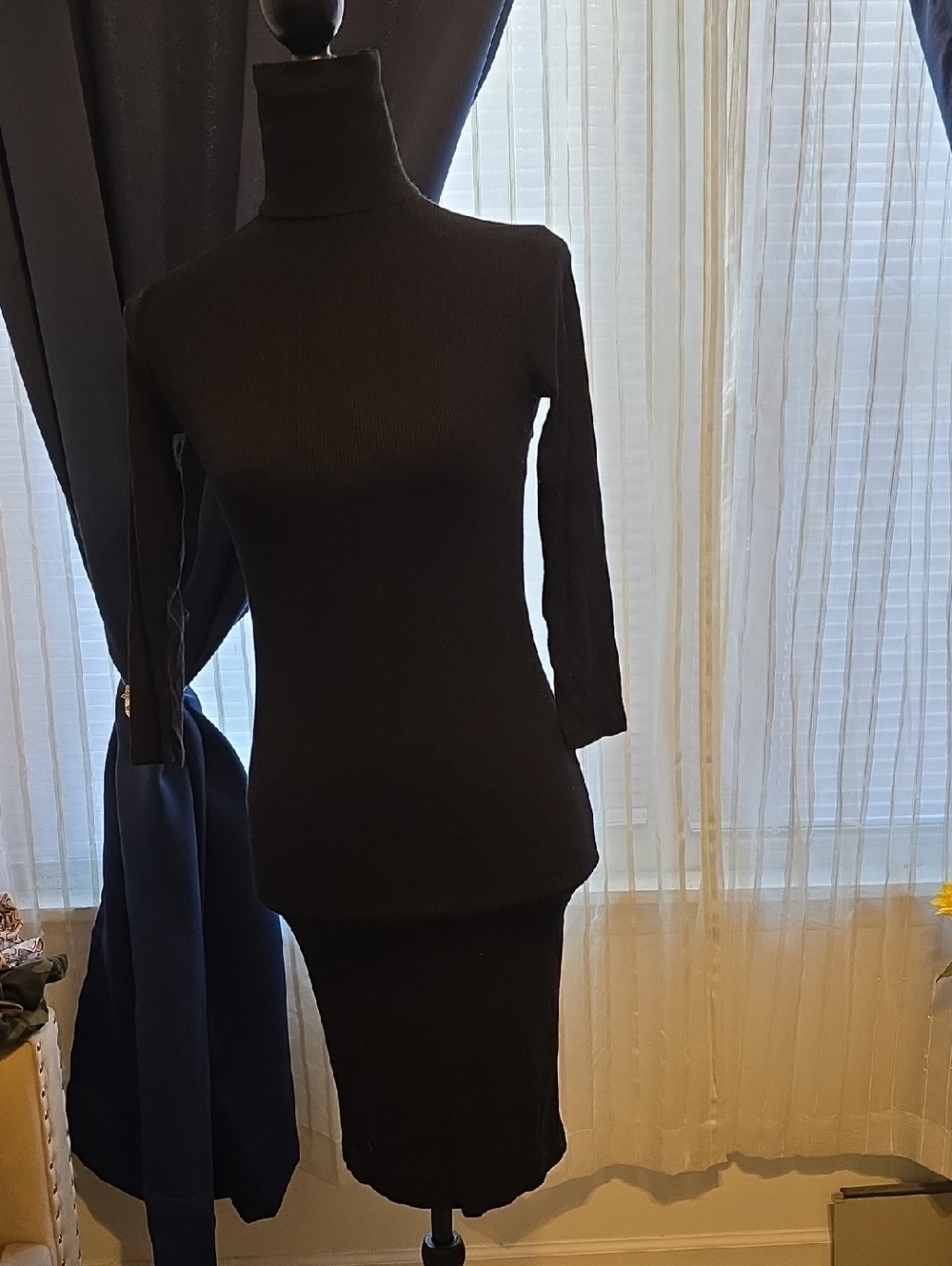 Forever 21 Black Ribbed Turtleneck Mini Dress